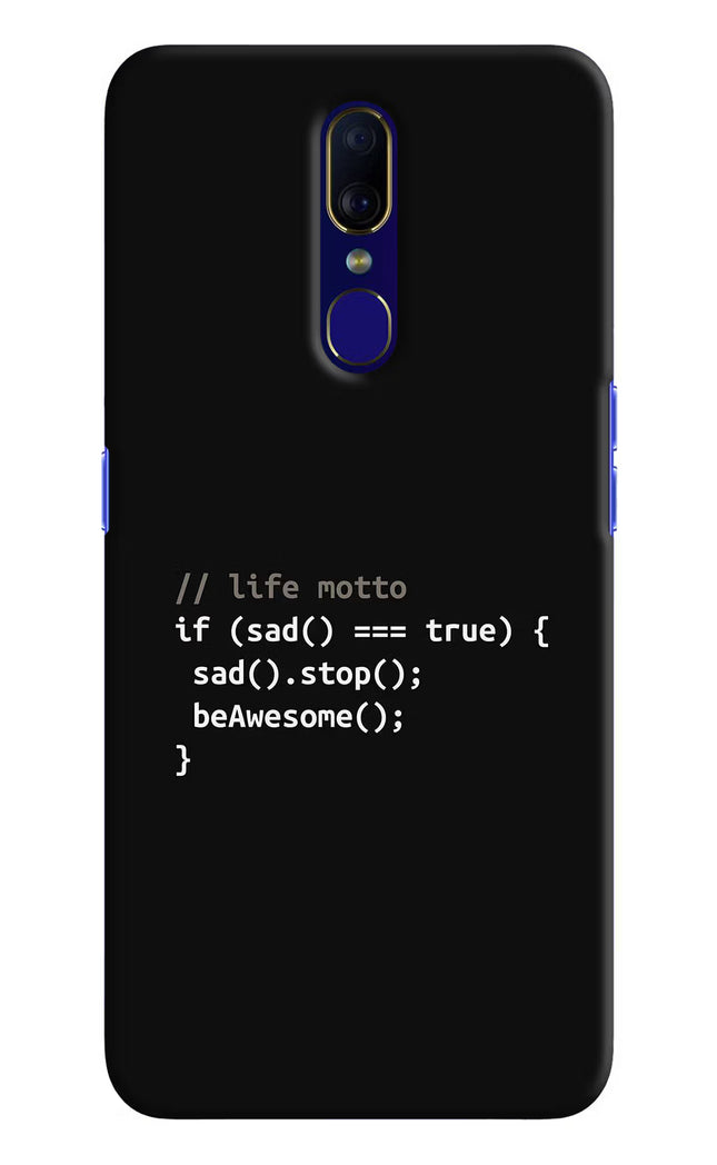 Life Motto Code Oppo F11 Hard Case Back Cover by Casekaro