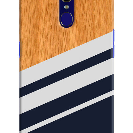 Blue and white wooden Oppo F11 Hard Case Back Cover by Casekaro