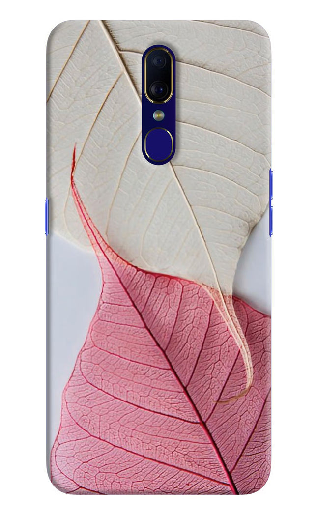 White Pink Leaf Oppo F11 Hard Case Back Cover by Casekaro