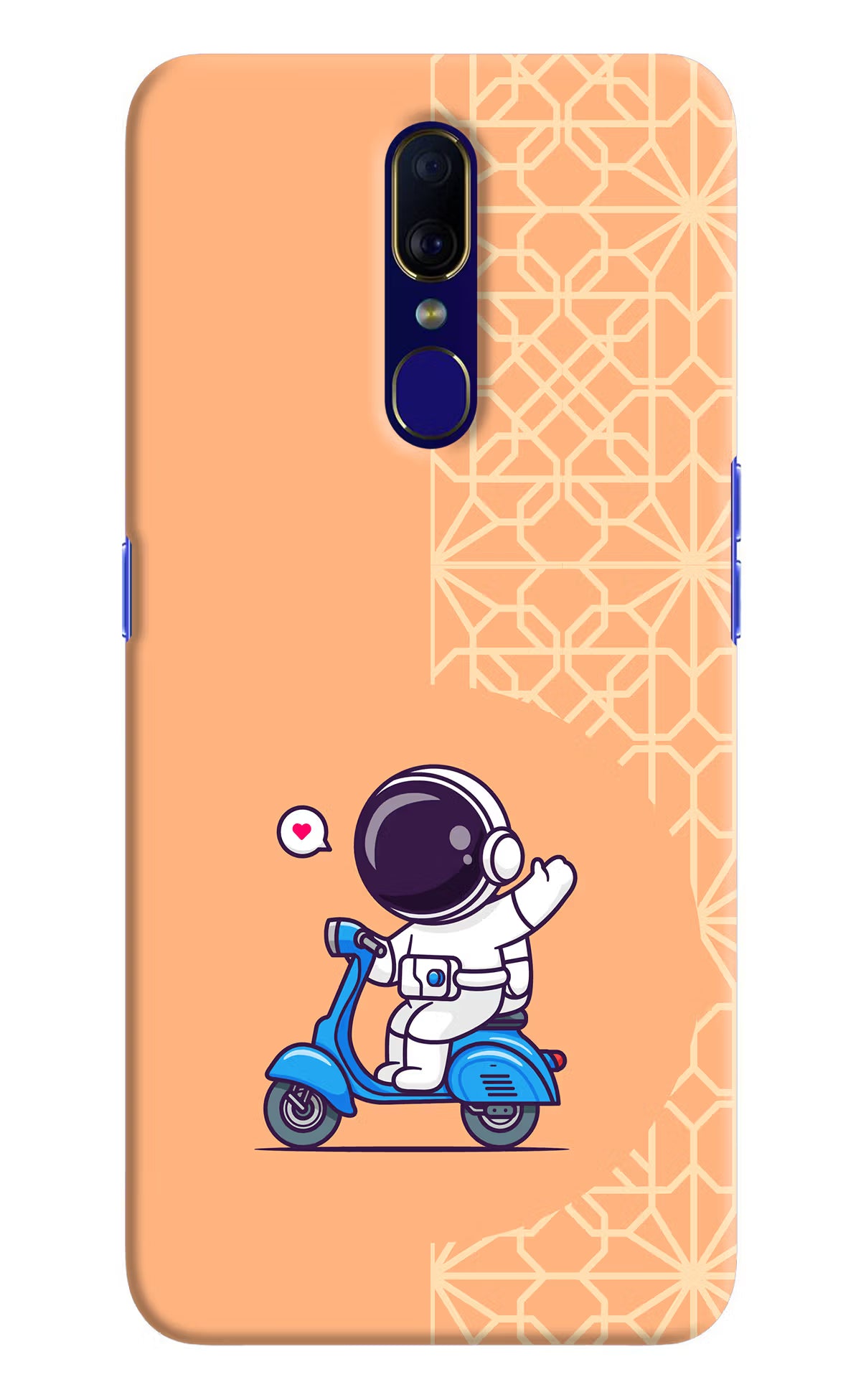 Cute Astronaut Riding Oppo F11 Hard Case Back Cover by Casekaro