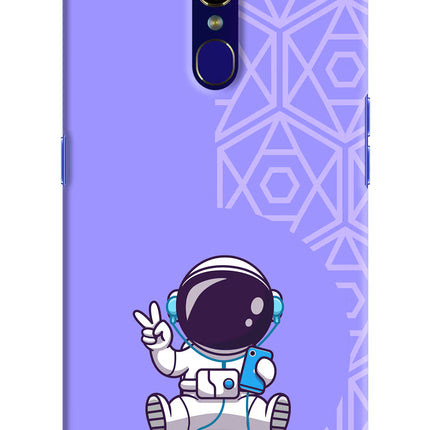 Cute Astronaut Chilling Oppo F11 Hard Case Back Cover by Casekaro