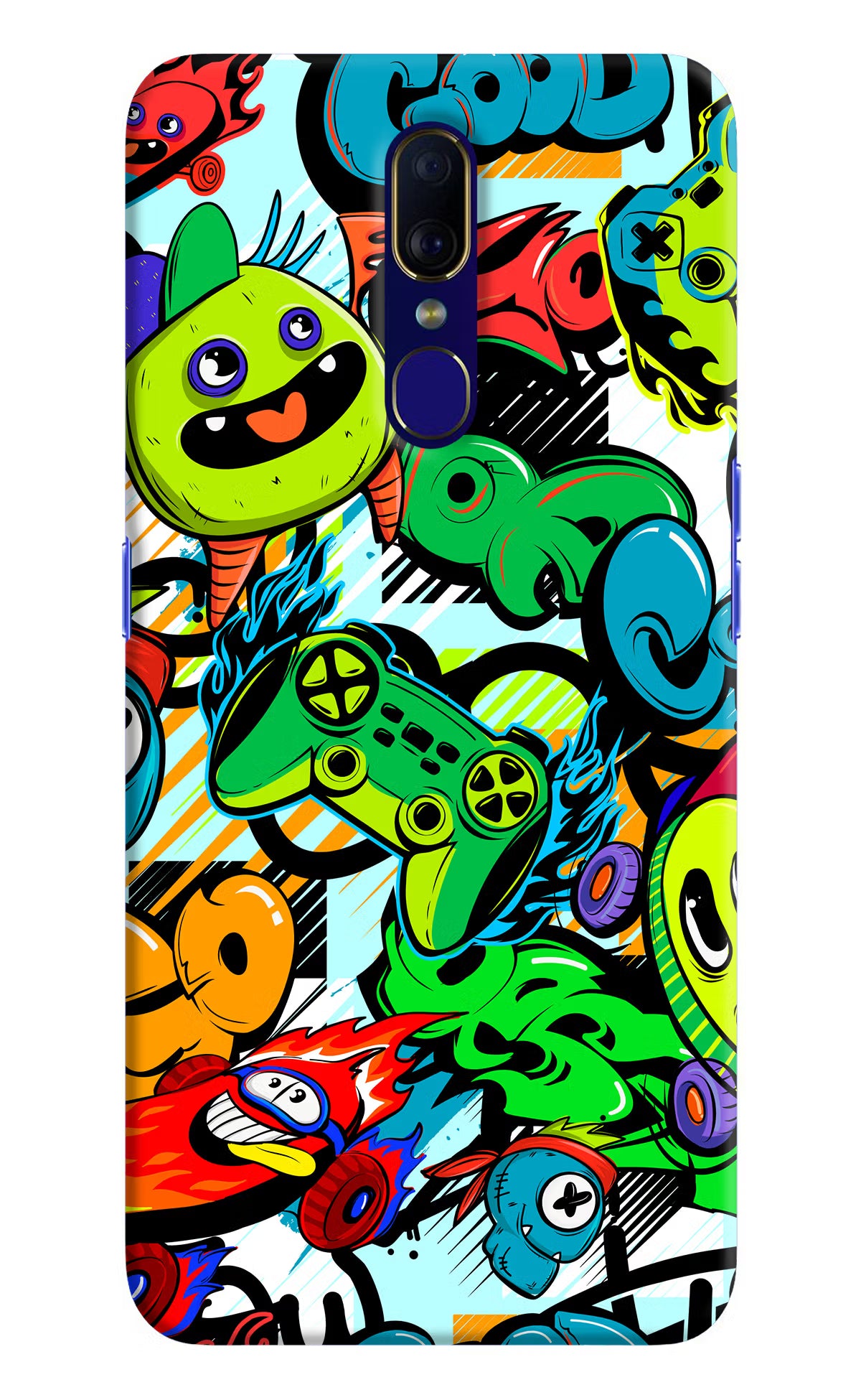 Game Doodle Oppo F11 Hard Case Back Cover by Casekaro