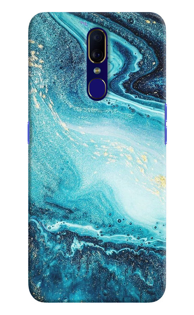 Blue Glitter Marble Oppo F11 Hard Case Back Cover by Casekaro