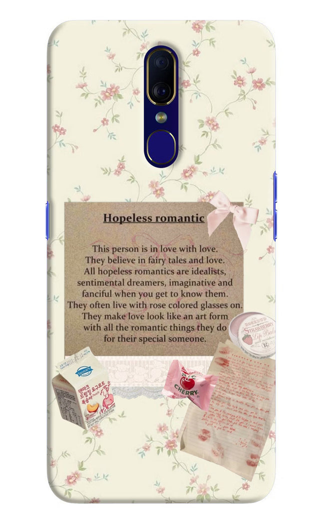 Hopeless Romantic Oppo F11 Hard Case Back Cover by Casekaro
