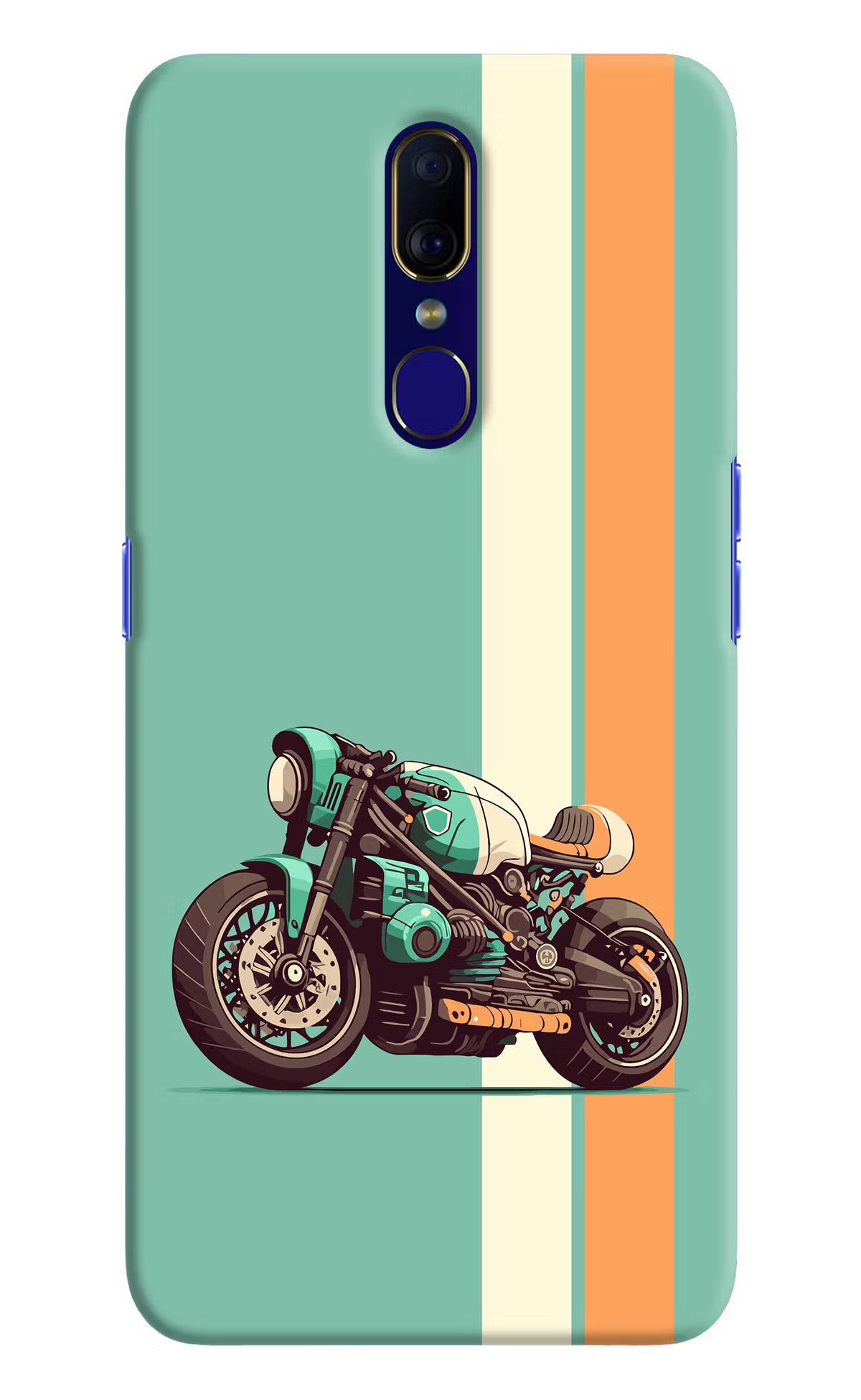 Striped Moto Drift Oppo F11 Hard Case Back Cover by Casekaro