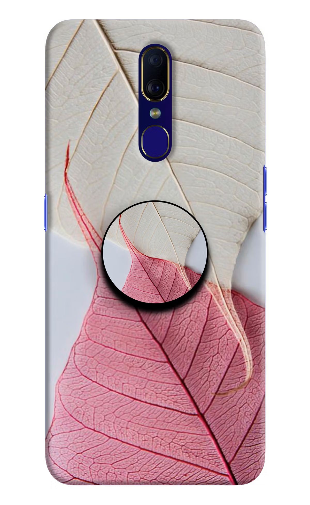 White Pink Leaf Oppo F11 Pop Case by Casekaro