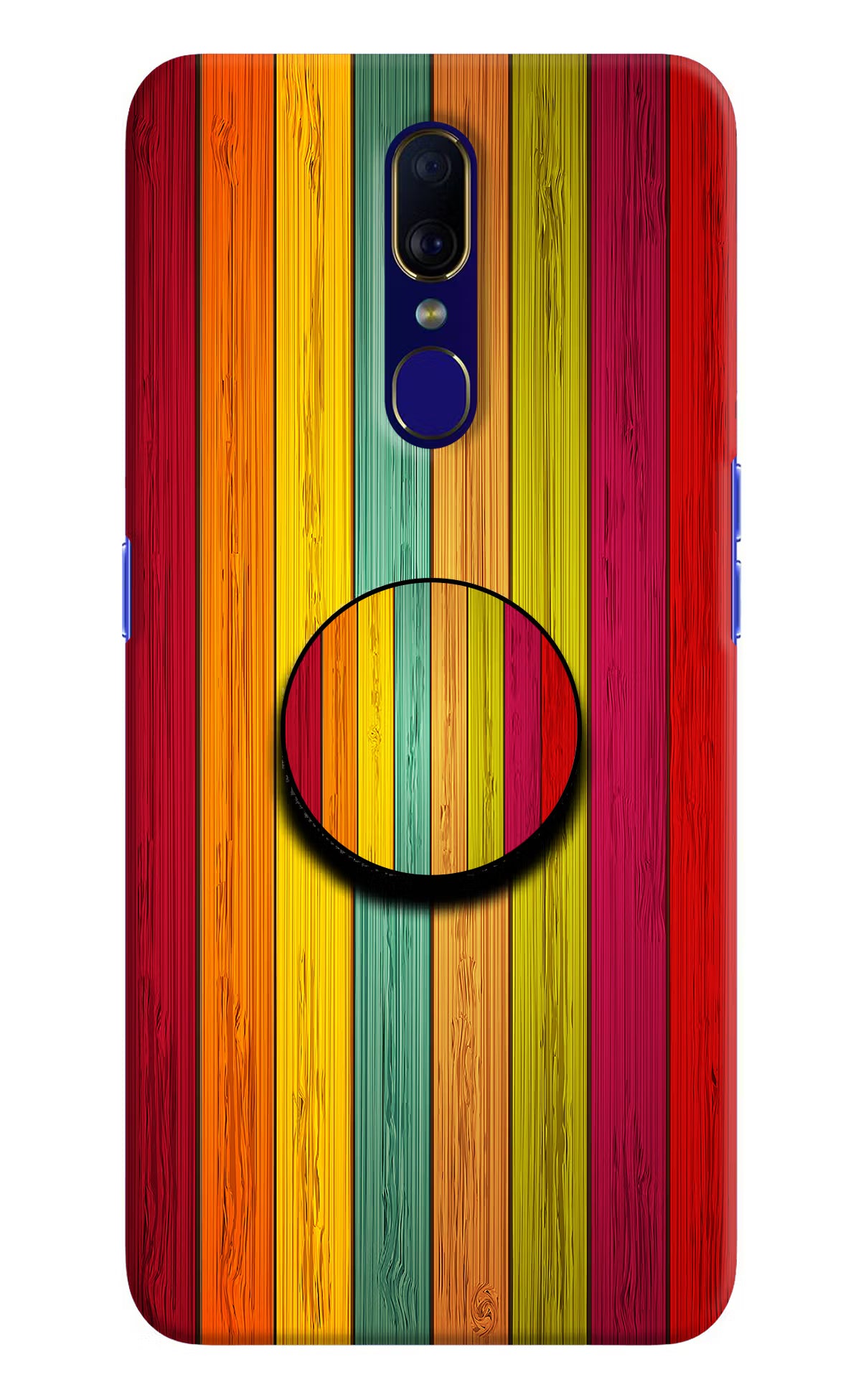 Multicolor Wooden Oppo F11 Pop Case by Casekaro