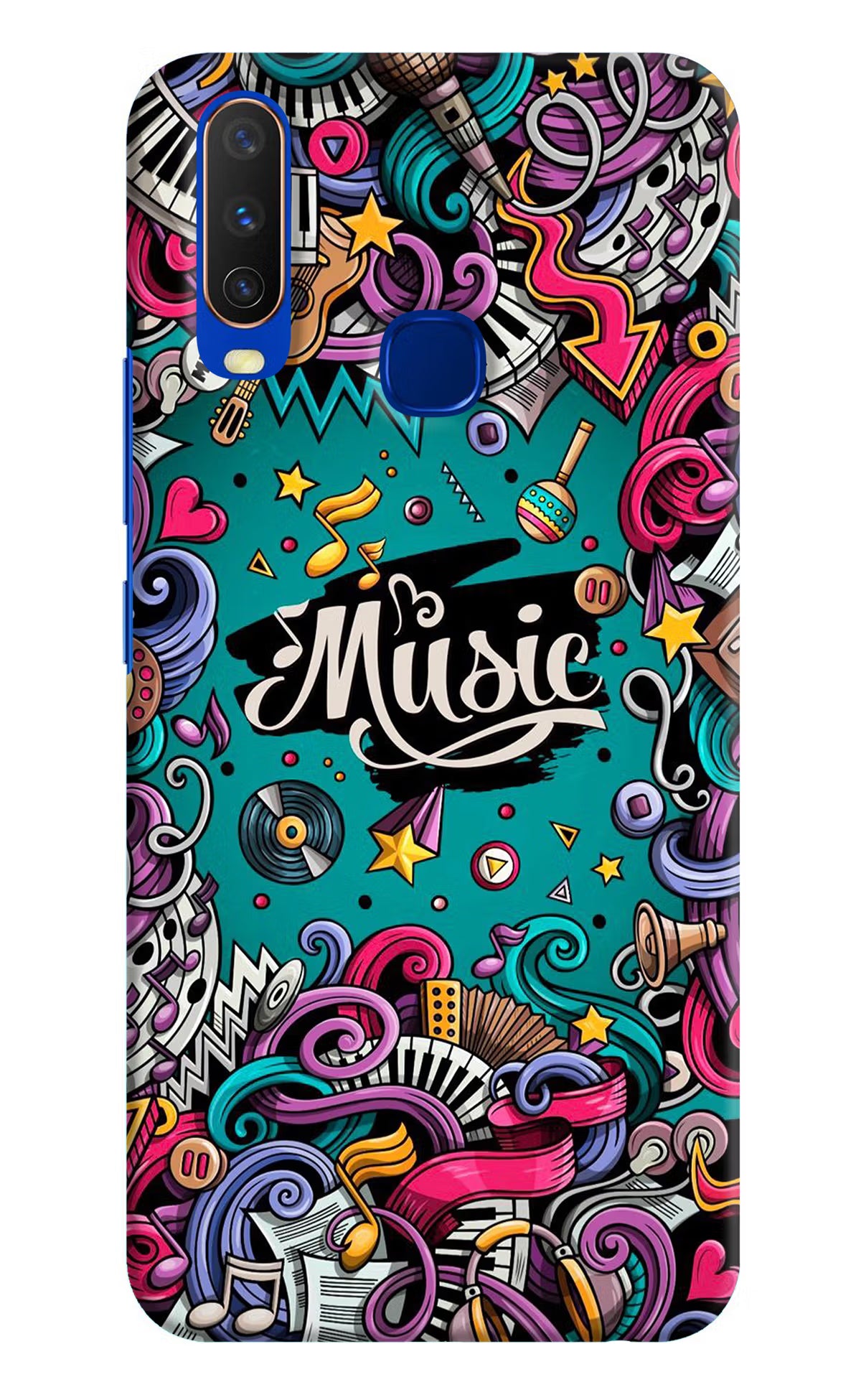 Music Graffiti Vivo Y15/Y17 Hard Case Back Cover by Casekaro
