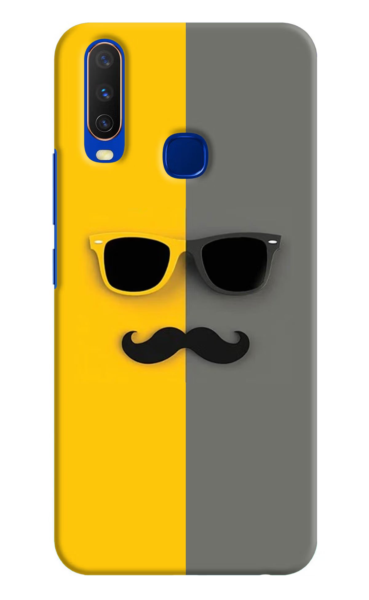 Sunglasses with Mustache Vivo Y15/Y17 Hard Case Back Cover by Casekaro