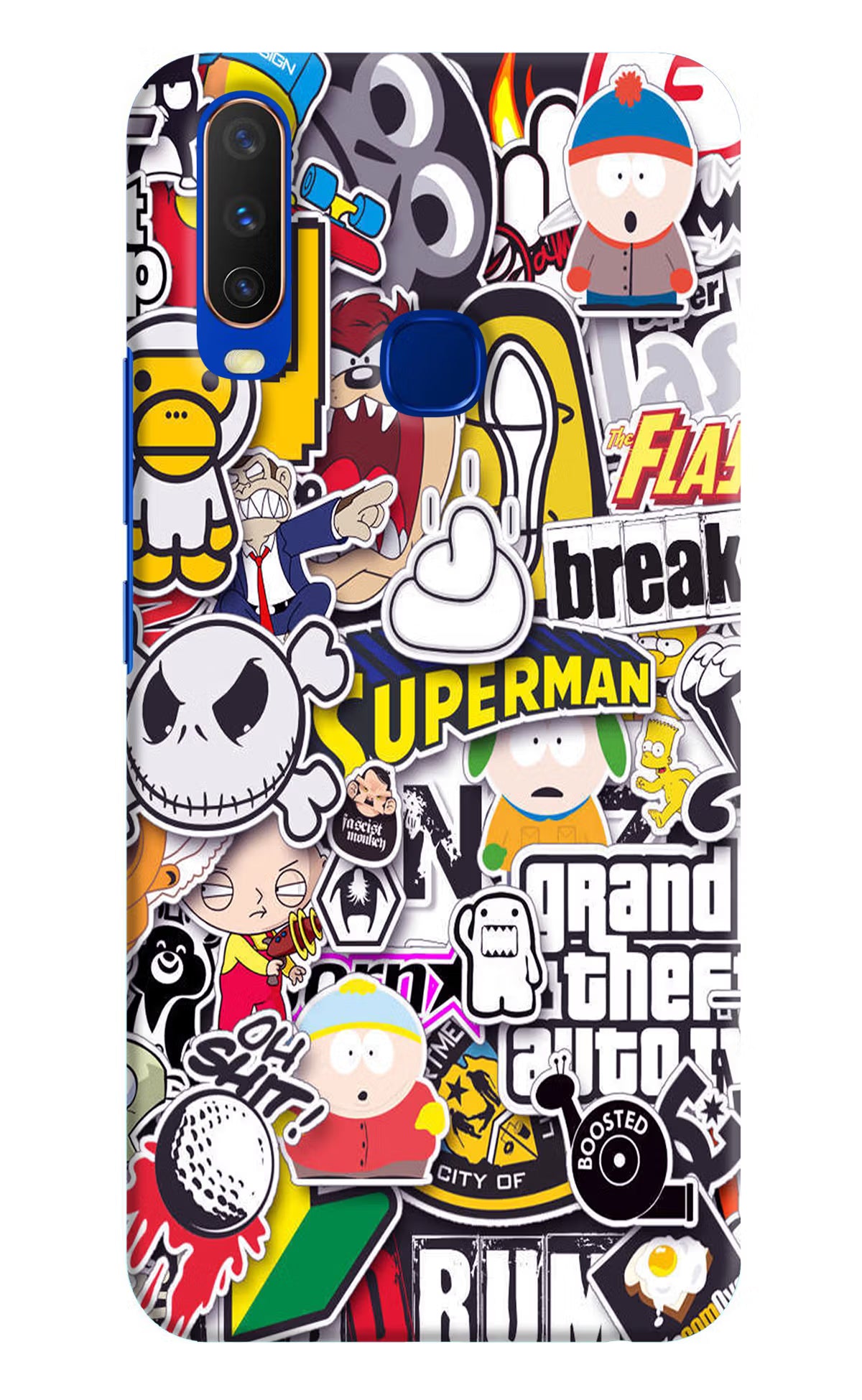 Sticker Bomb Vivo Y15/Y17 Hard Case Back Cover by Casekaro