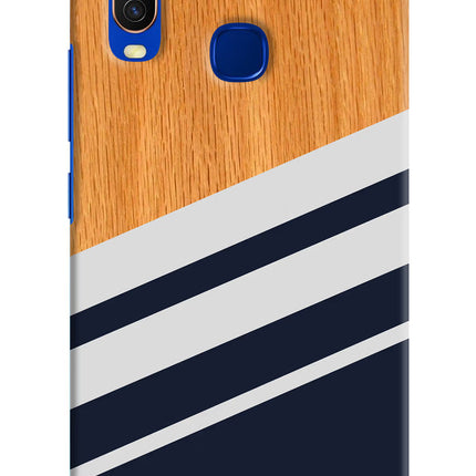 Blue and white wooden Vivo Y15/Y17 Hard Case Back Cover by Casekaro