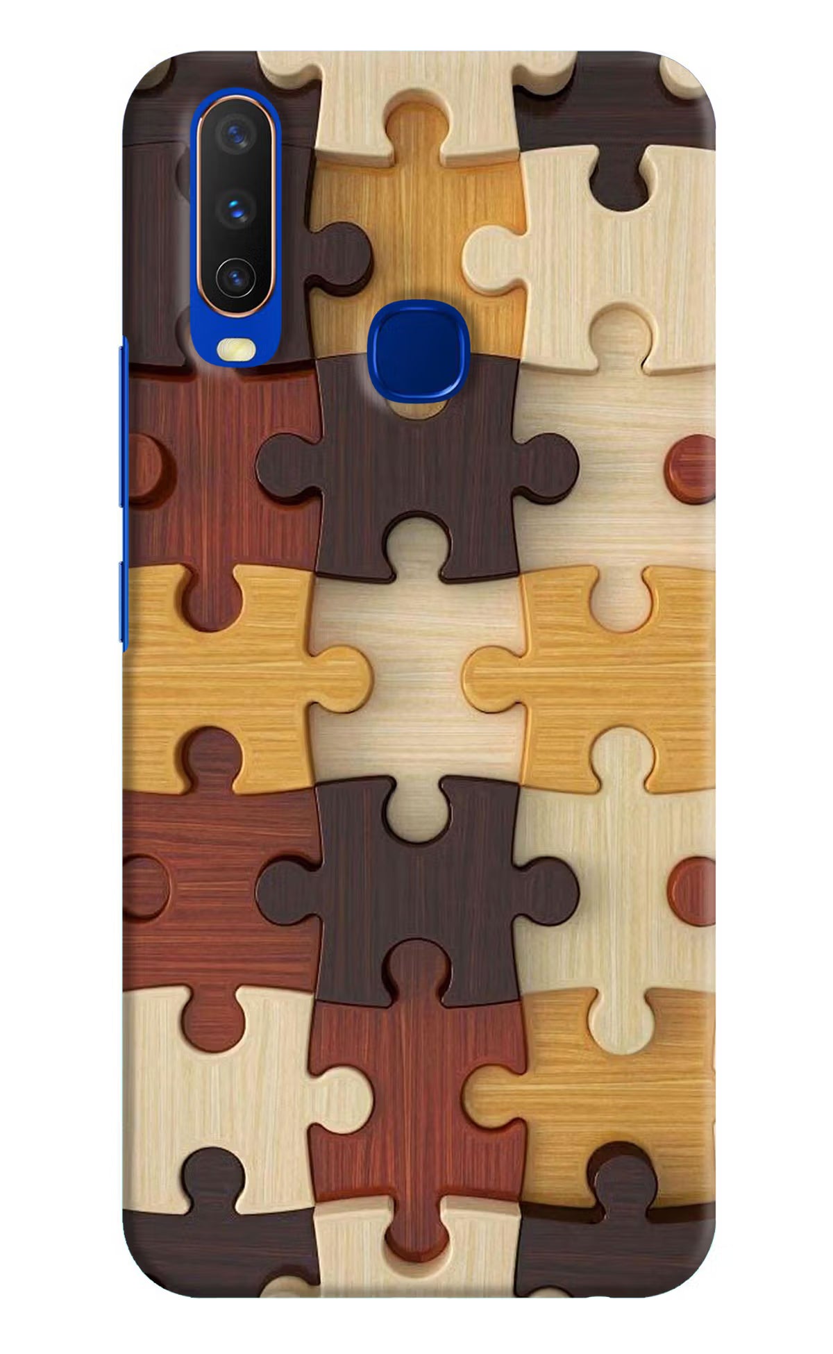 Wooden Puzzle Vivo Y15/Y17 Hard Case Back Cover by Casekaro