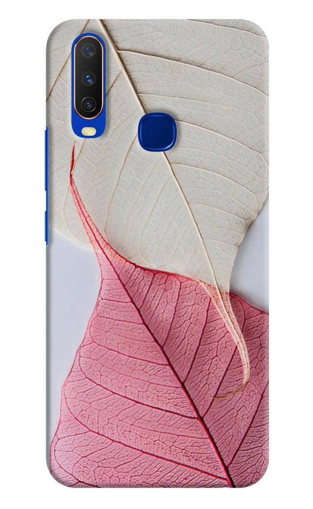 White Pink Leaf Vivo Y15/Y17 Hard Case Back Cover by Casekaro