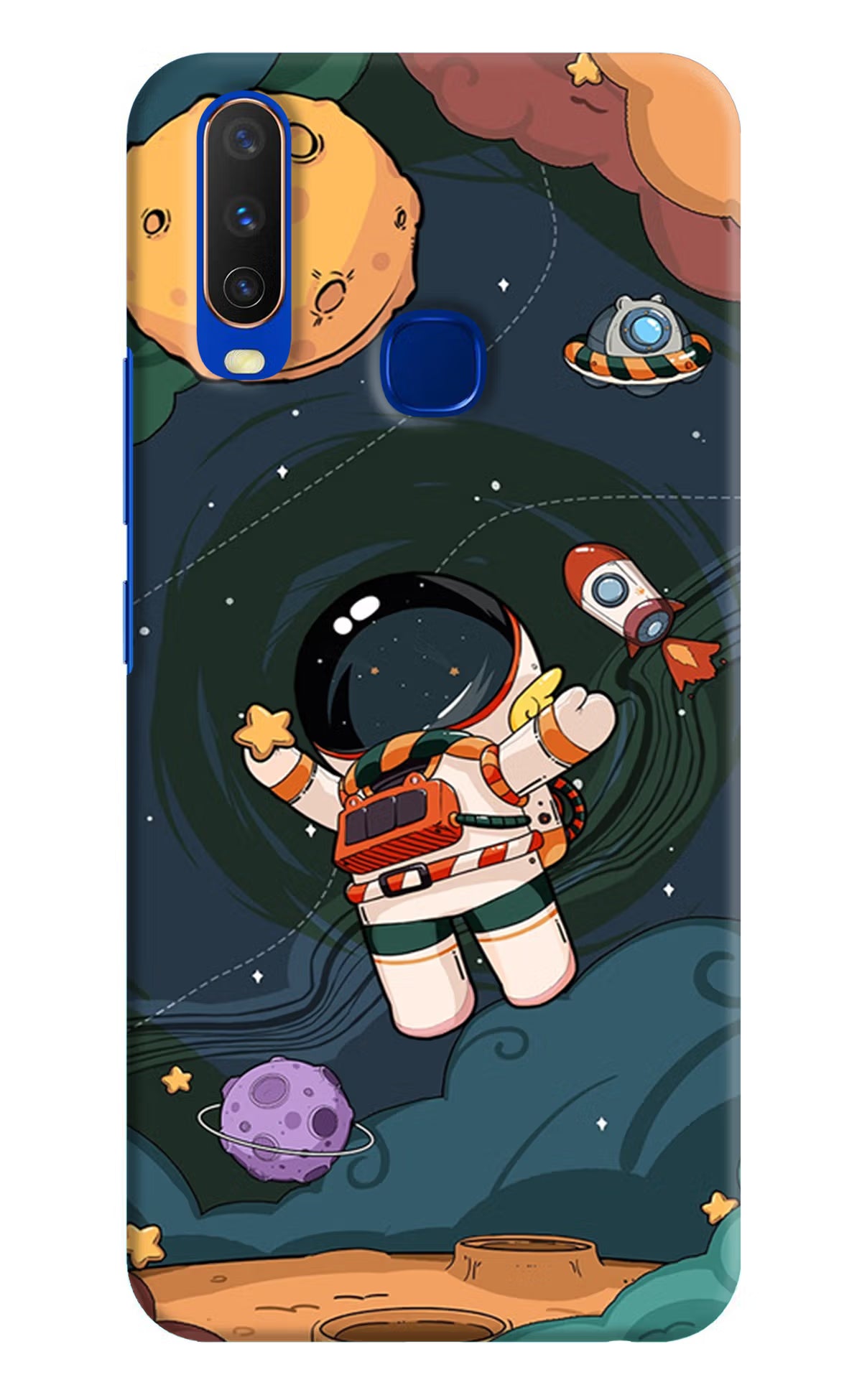 Cartoon Astronaut Vivo Y15/Y17 Hard Case Back Cover by Casekaro