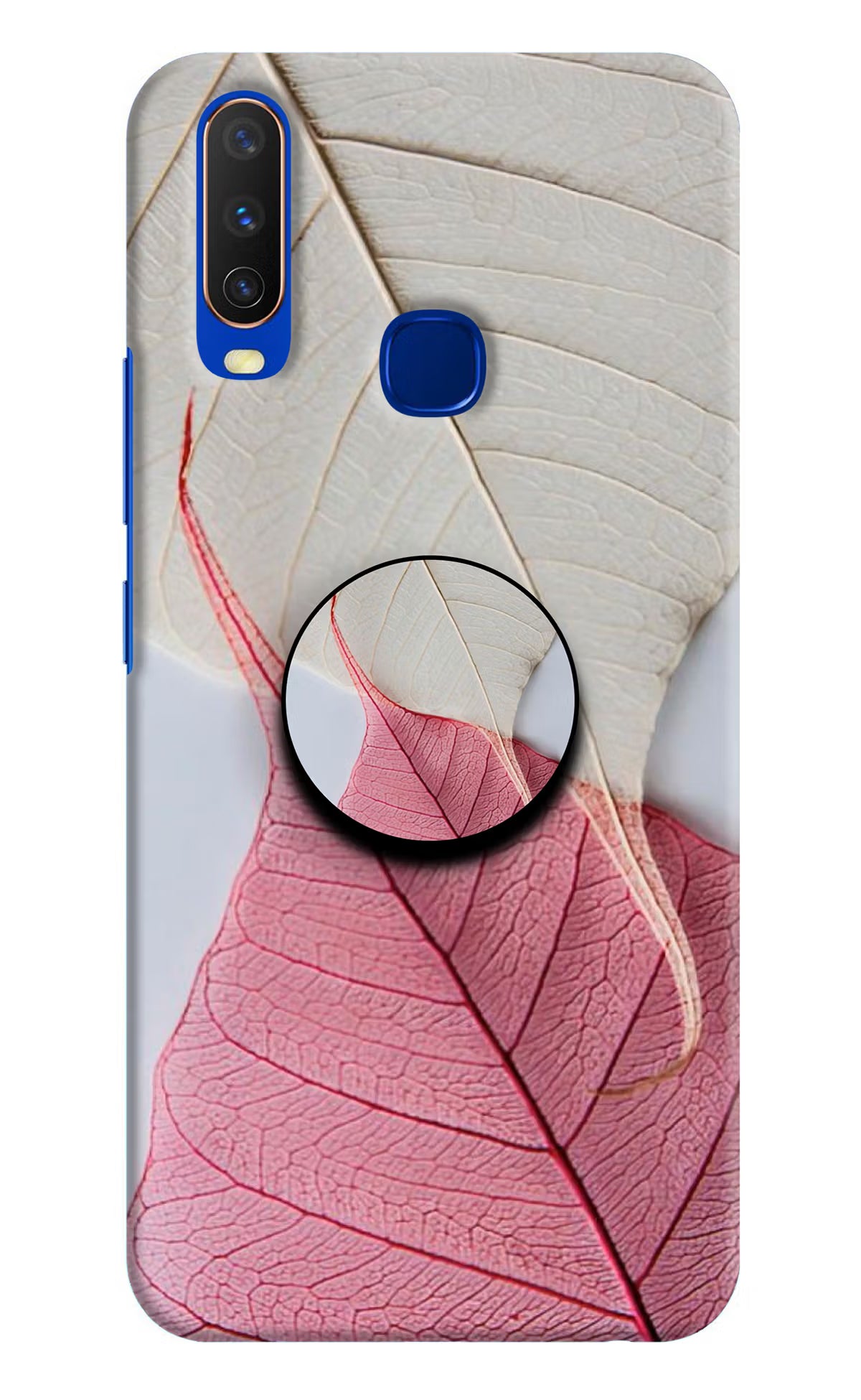 White Pink Leaf Vivo Y15/Y17 Pop Case by Casekaro