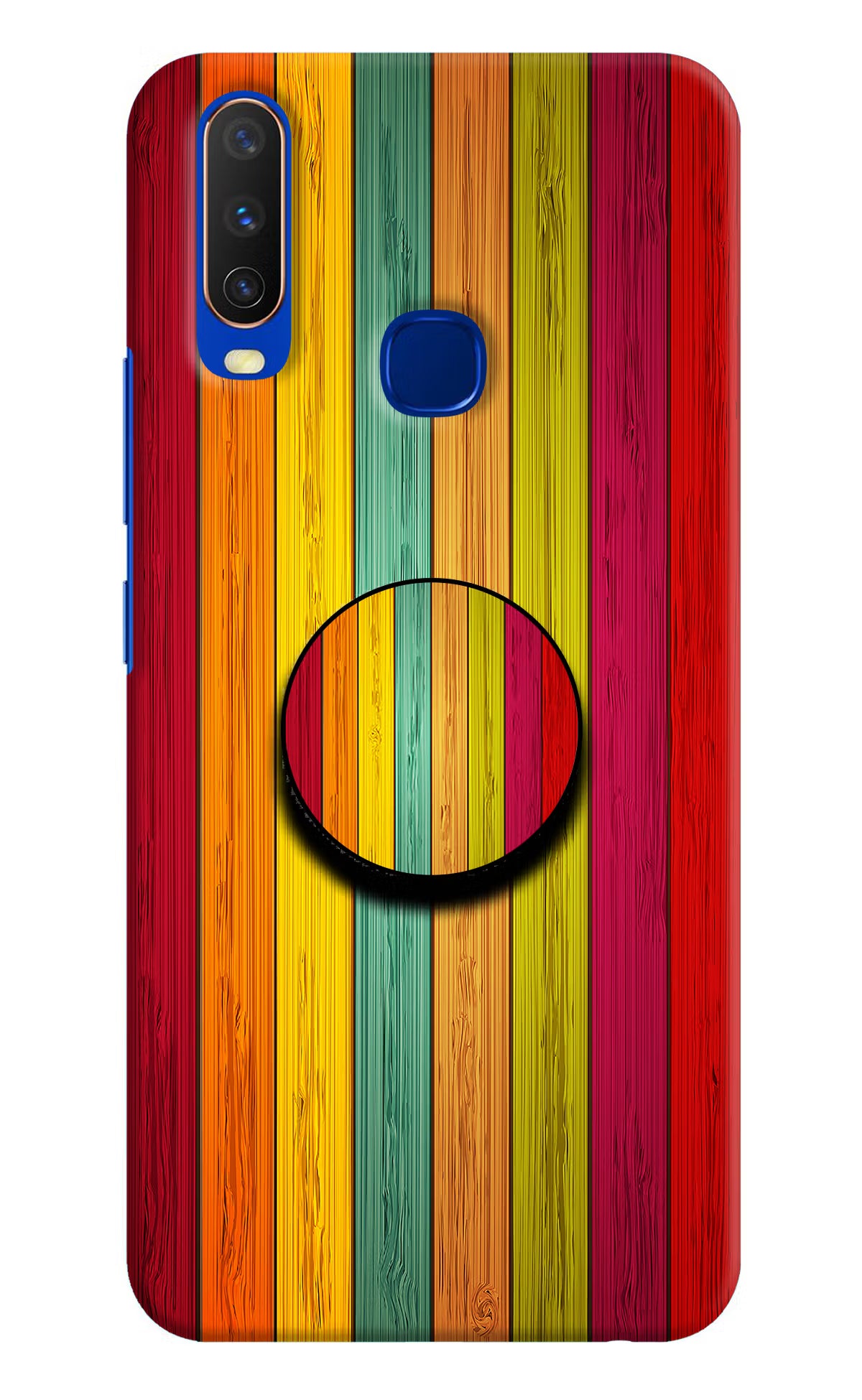 Multicolor Wooden Vivo Y15/Y17 Pop Case by Casekaro