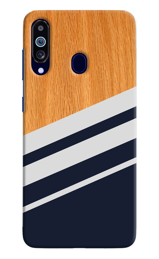 Blue and white wooden Samsung M40/A60 Hard Case Back Cover by Casekaro
