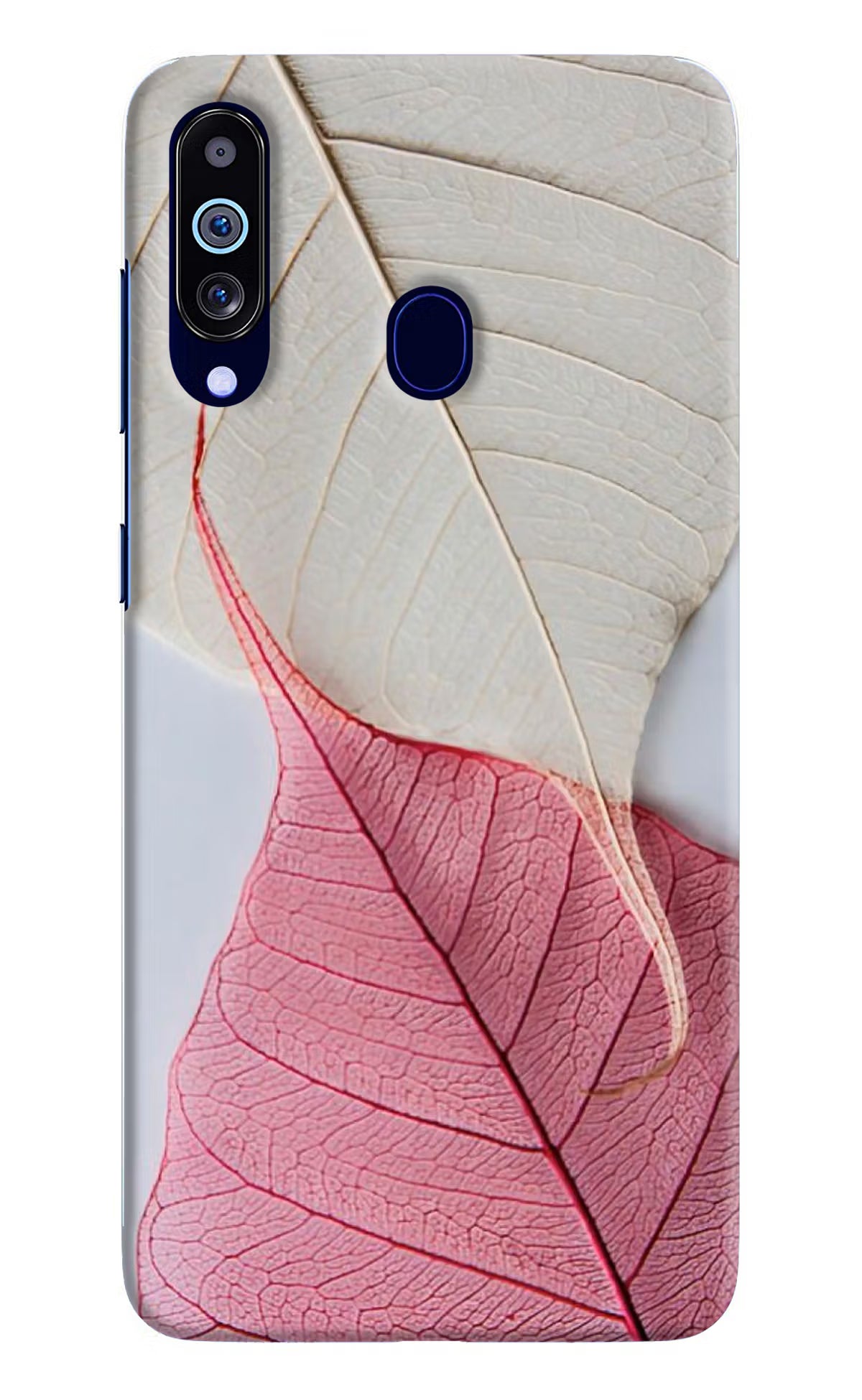 White Pink Leaf Samsung M40/A60 Hard Case Back Cover by Casekaro
