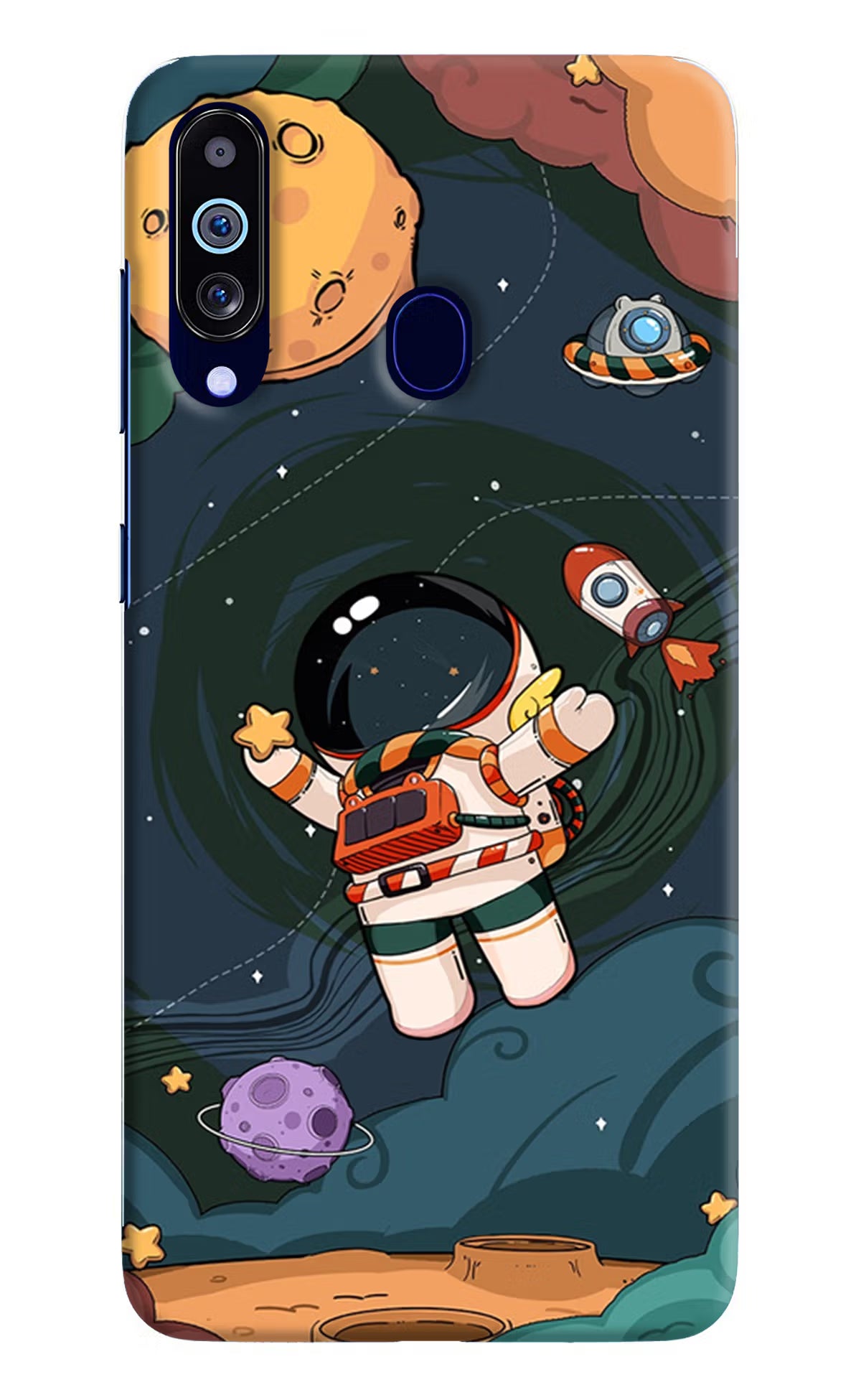 Cartoon Astronaut Samsung M40/A60 Hard Case Back Cover by Casekaro