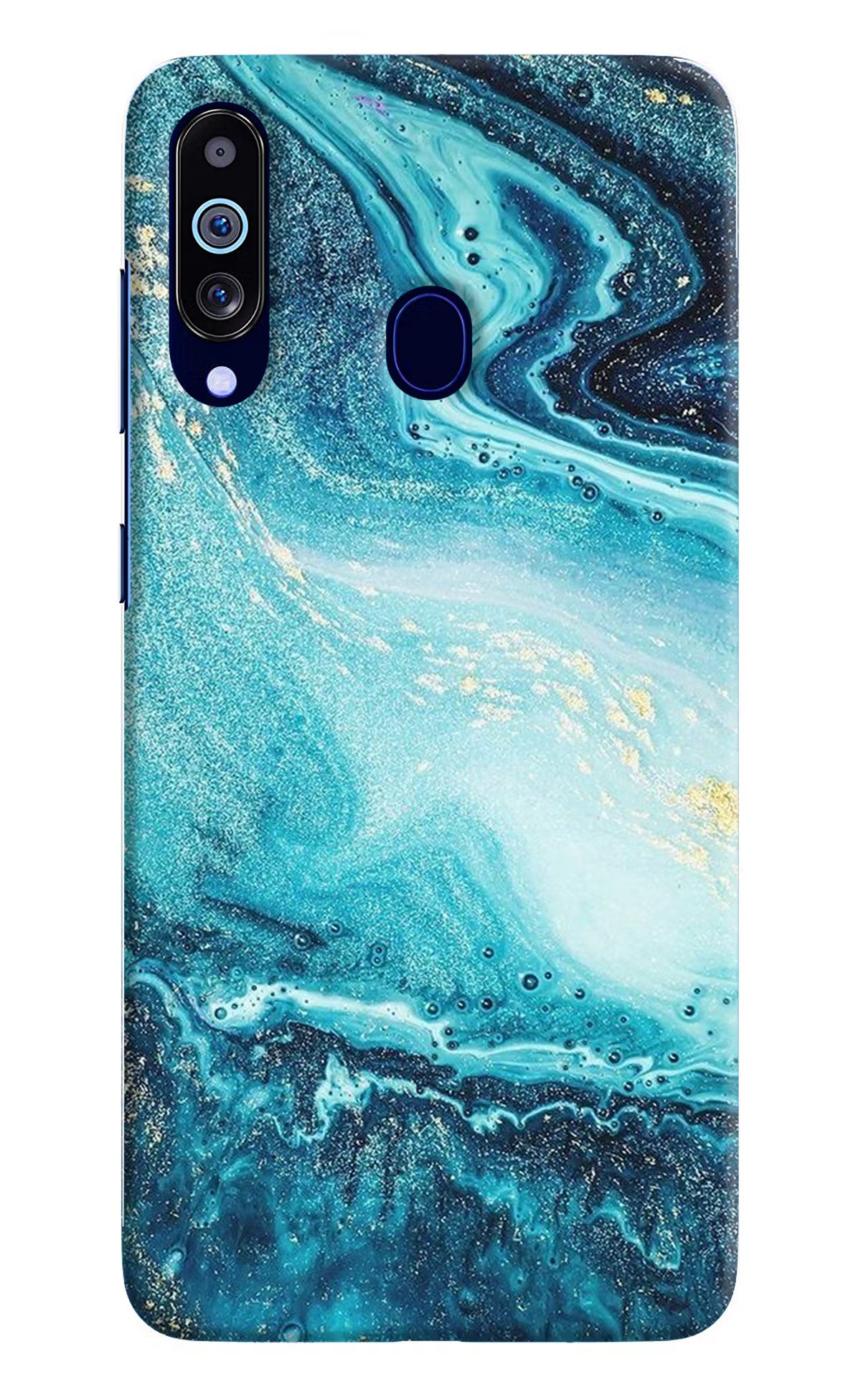 Blue Glitter Marble Samsung M40/A60 Hard Case Back Cover by Casekaro