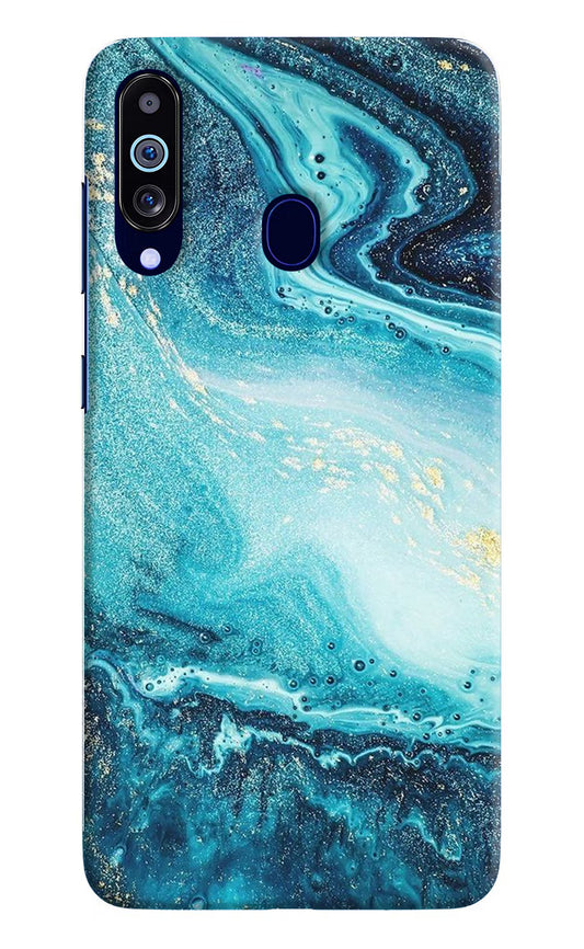 Blue Glitter Marble Samsung M40/A60 Hard Case Back Cover by Casekaro