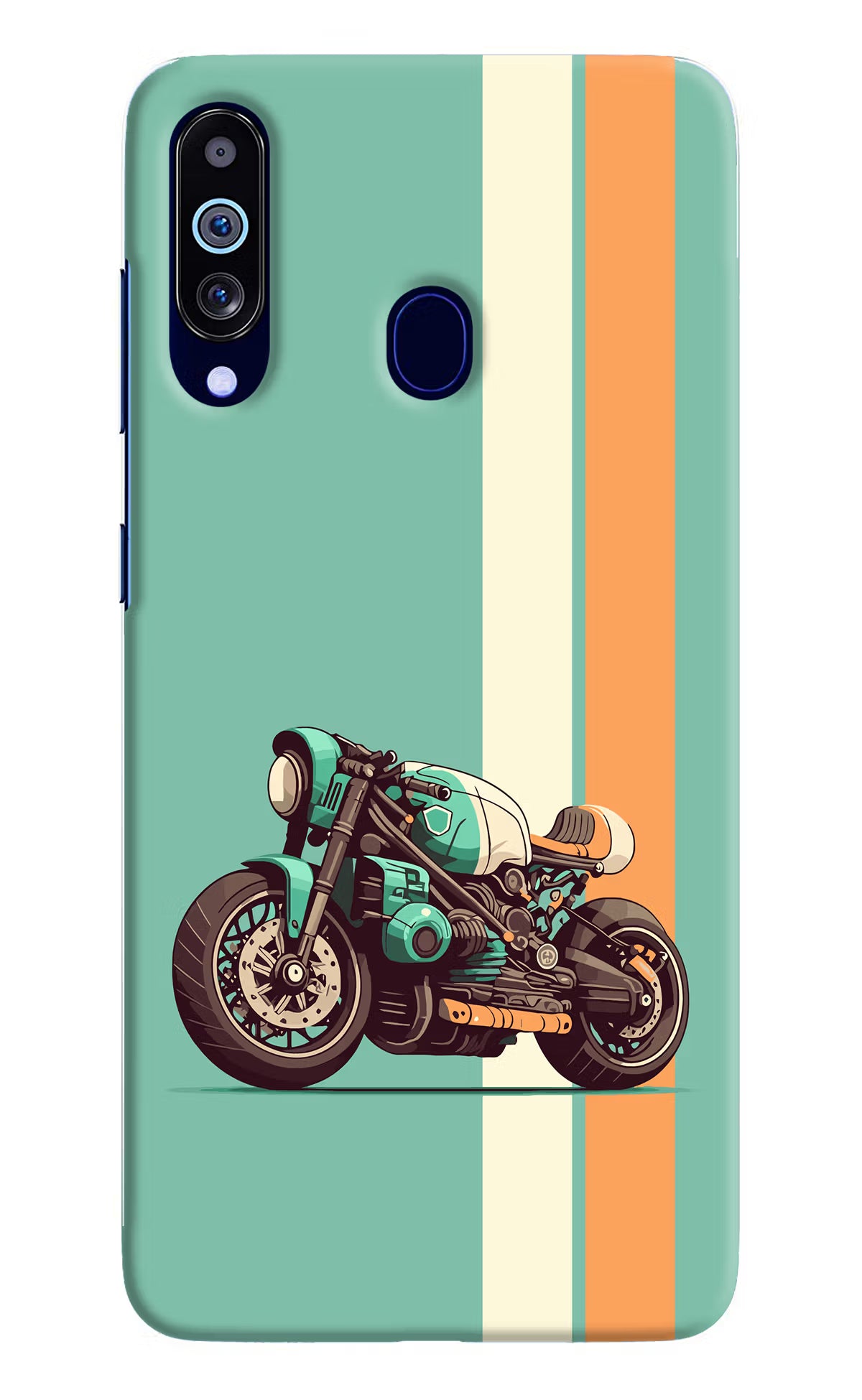 Striped Moto Drift Samsung M40/A60 Hard Case Back Cover by Casekaro