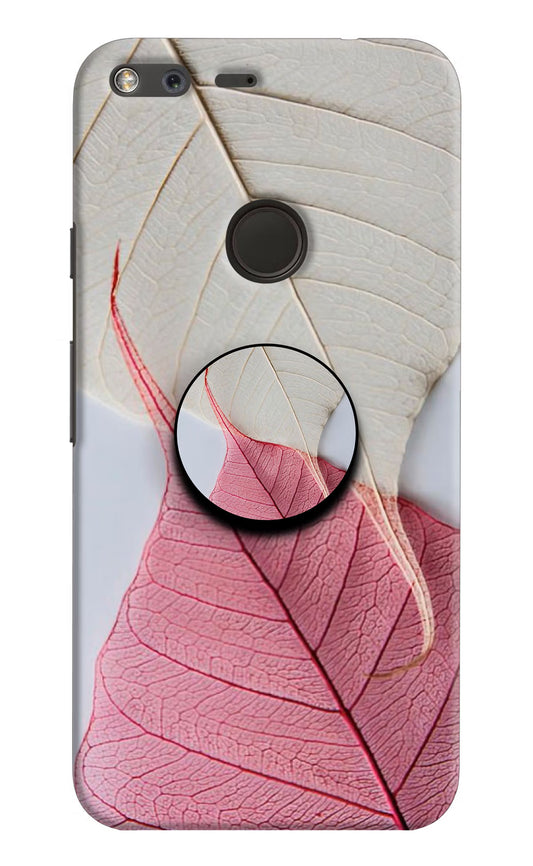 White Pink Leaf Google Pixel Pop Case by Casekaro