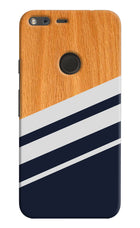 Blue and white wooden Google Pixel XL Hard Case Back Cover by Casekaro