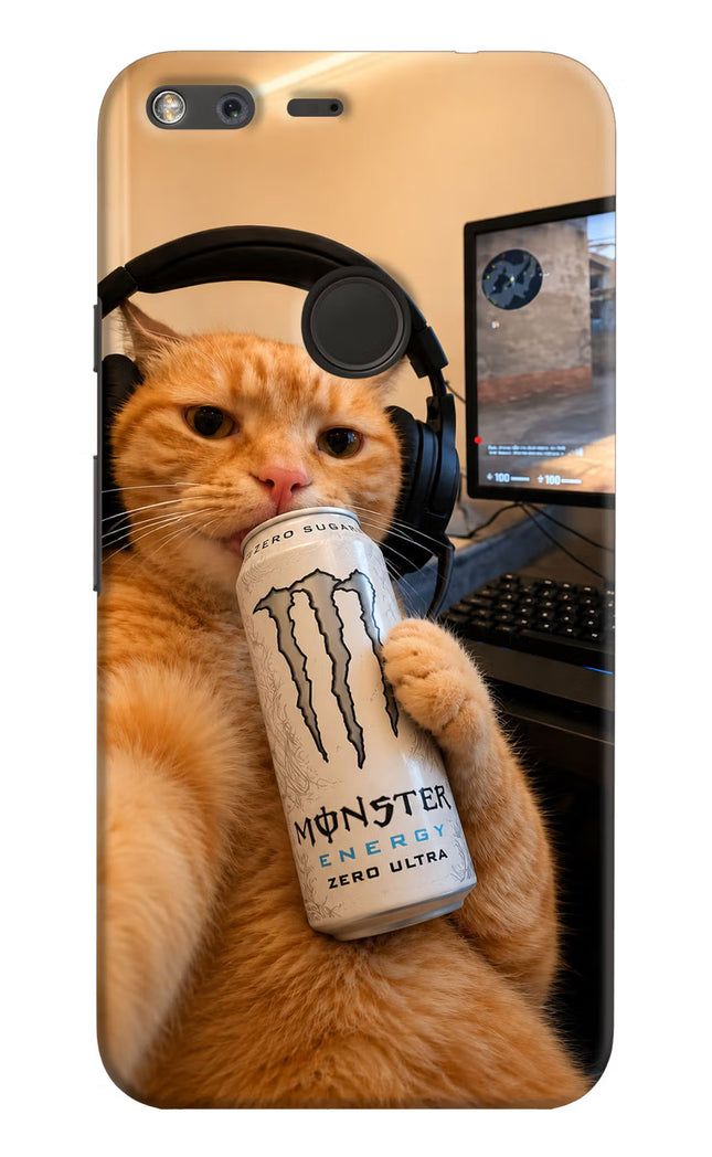 Gamer Cat Energy Google Pixel XL Hard Case Back Cover by Casekaro