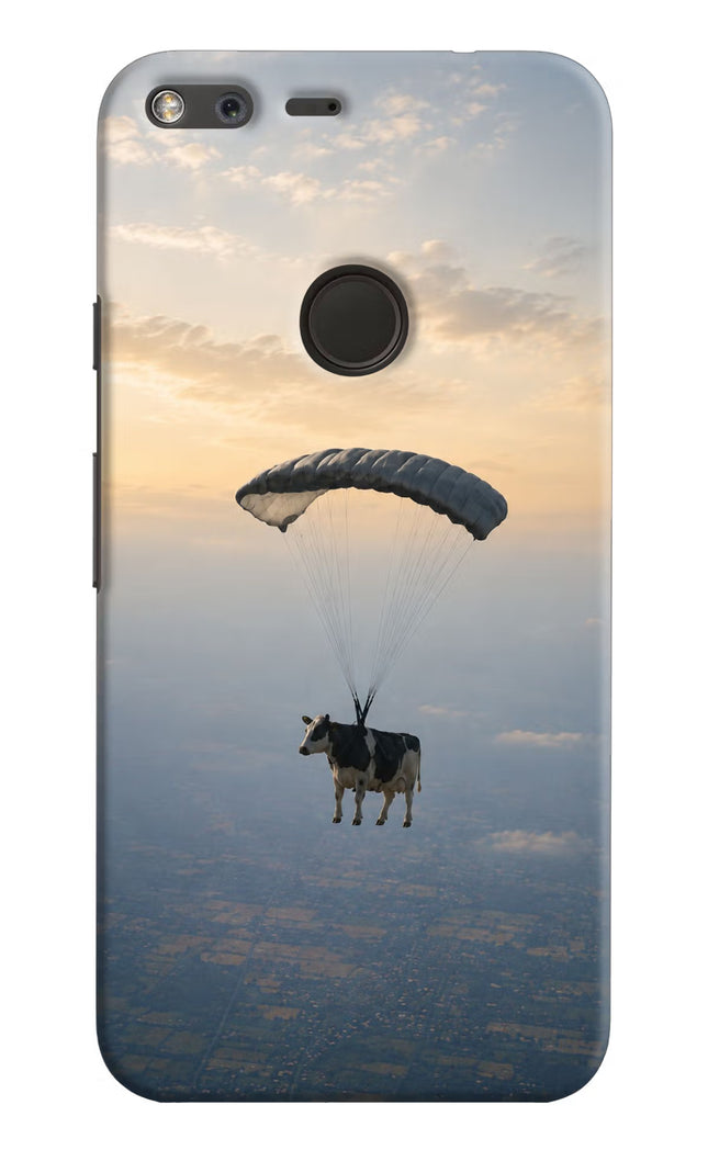 Skydiving Cow Google Pixel XL Hard Case Back Cover by Casekaro