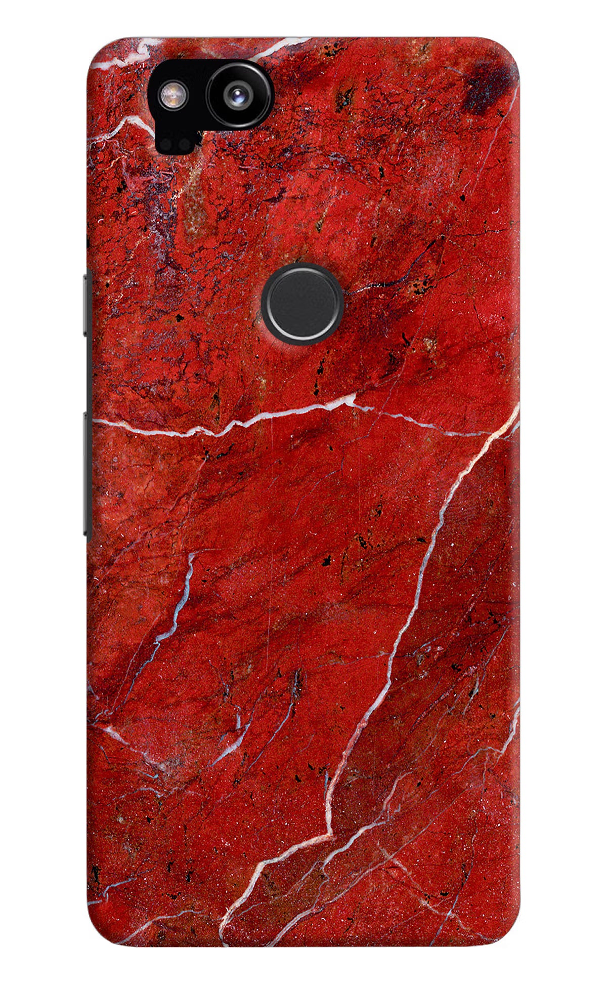 Red Marble Design Google Pixel 2 Hard Case Back Cover by Casekaro