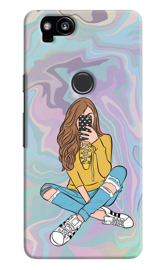 Selfie Girl Google Pixel 2 Hard Case Back Cover by Casekaro