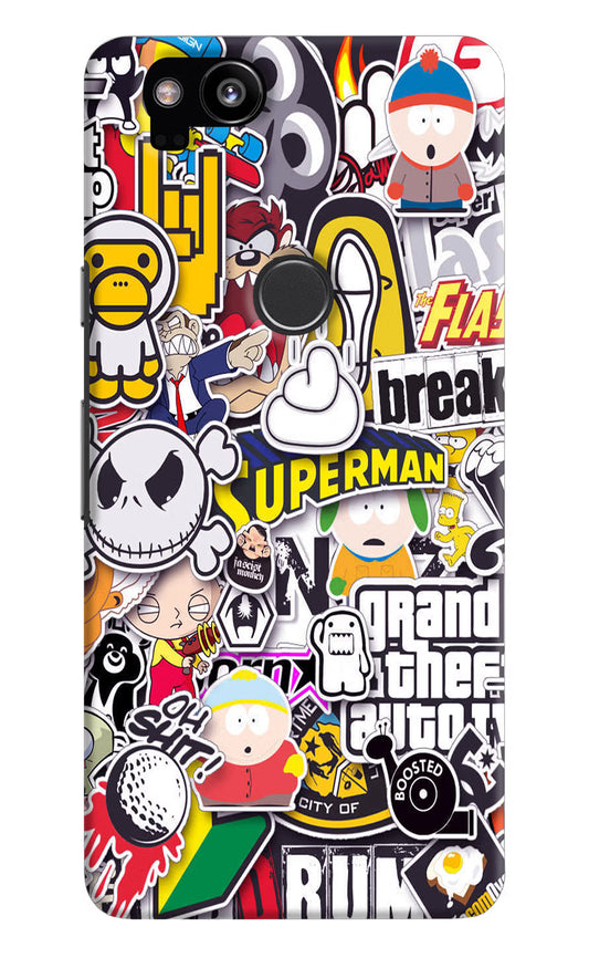Sticker Bomb Google Pixel 2 Hard Case Back Cover by Casekaro