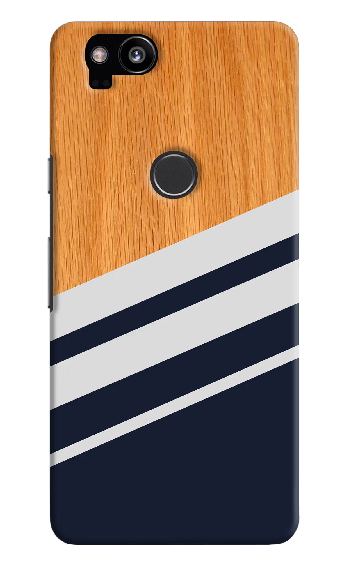 Blue and white wooden Google Pixel 2 Hard Case Back Cover by Casekaro