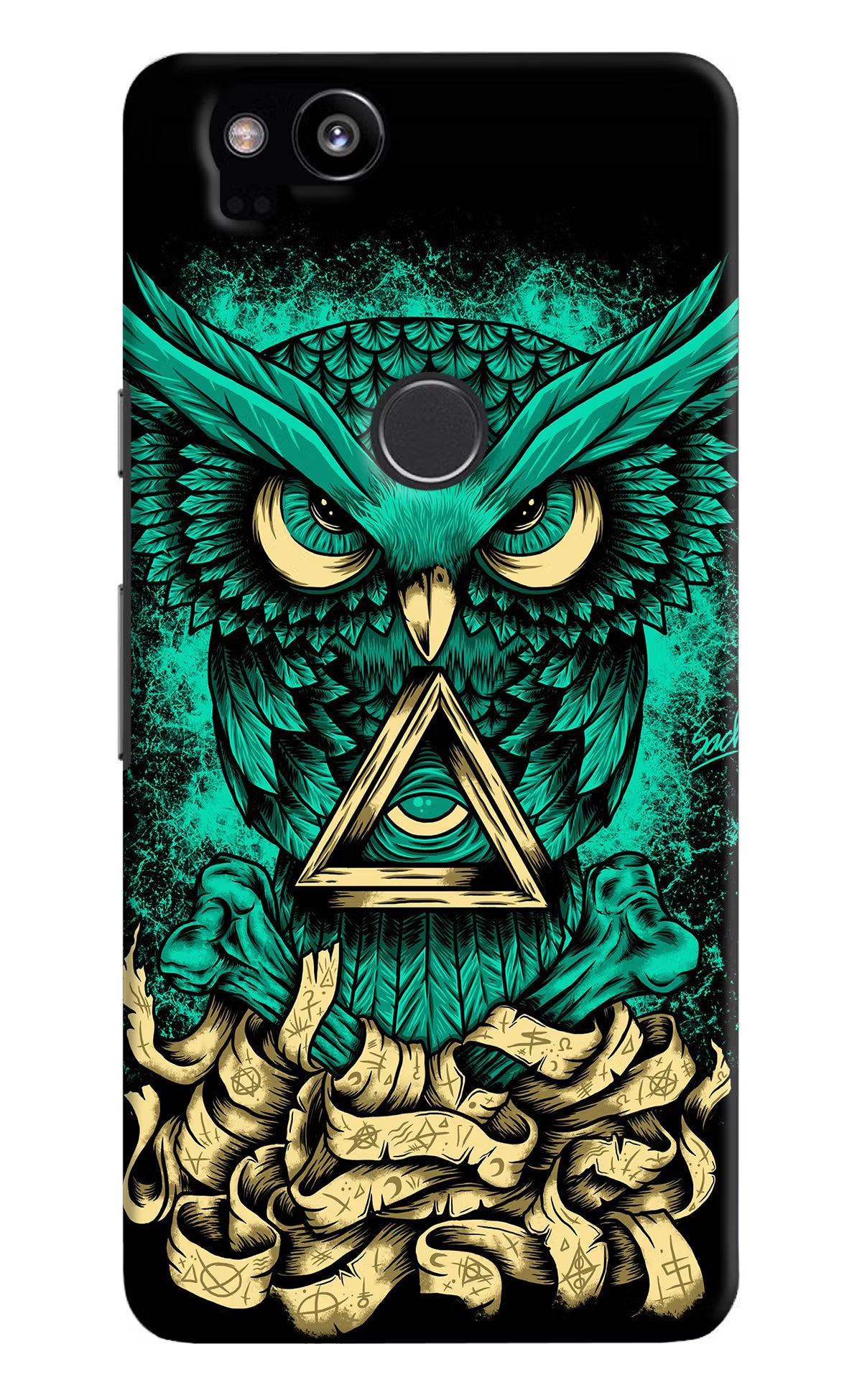 Green Owl Google Pixel 2 Hard Case Back Cover by Casekaro