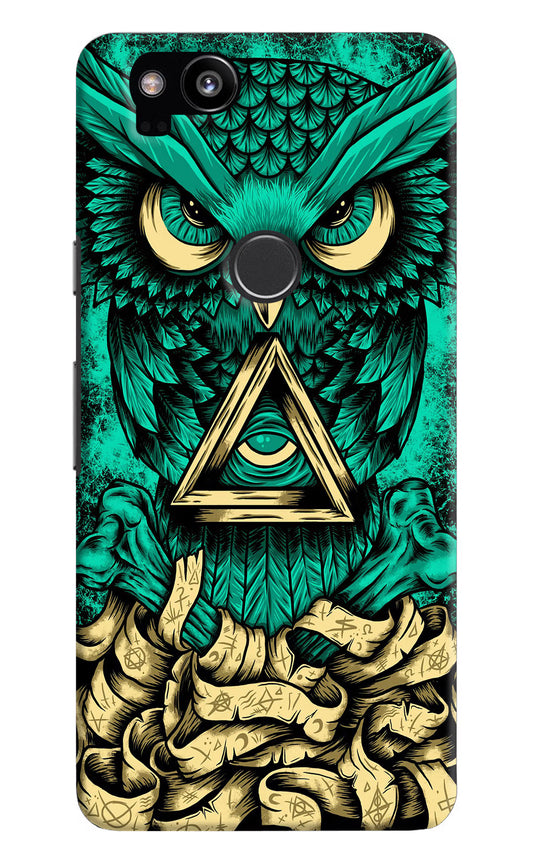 Green Owl Google Pixel 2 Hard Case Back Cover by Casekaro