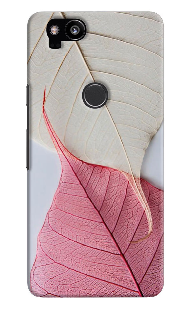 White Pink Leaf Google Pixel 2 Hard Case Back Cover by Casekaro