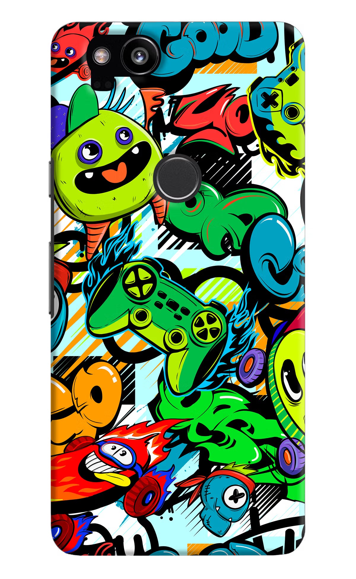 Game Doodle Google Pixel 2 Hard Case Back Cover by Casekaro