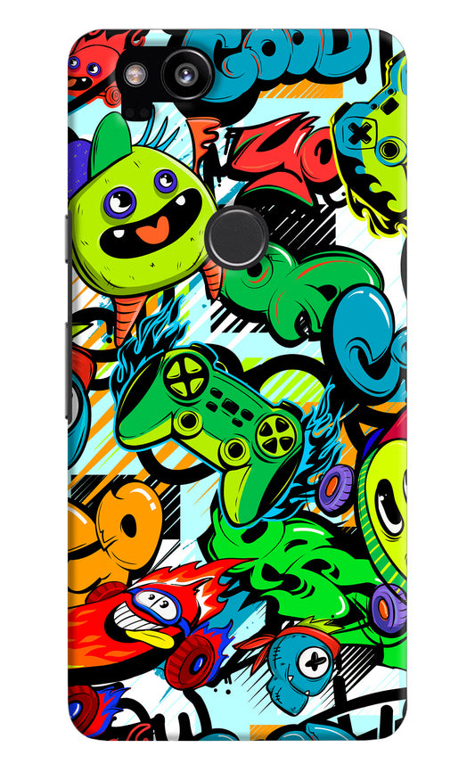 Game Doodle Google Pixel 2 Hard Case Back Cover by Casekaro
