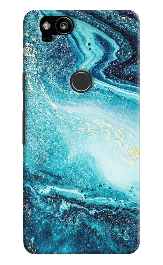 Blue Glitter Marble Google Pixel 2 Hard Case Back Cover by Casekaro