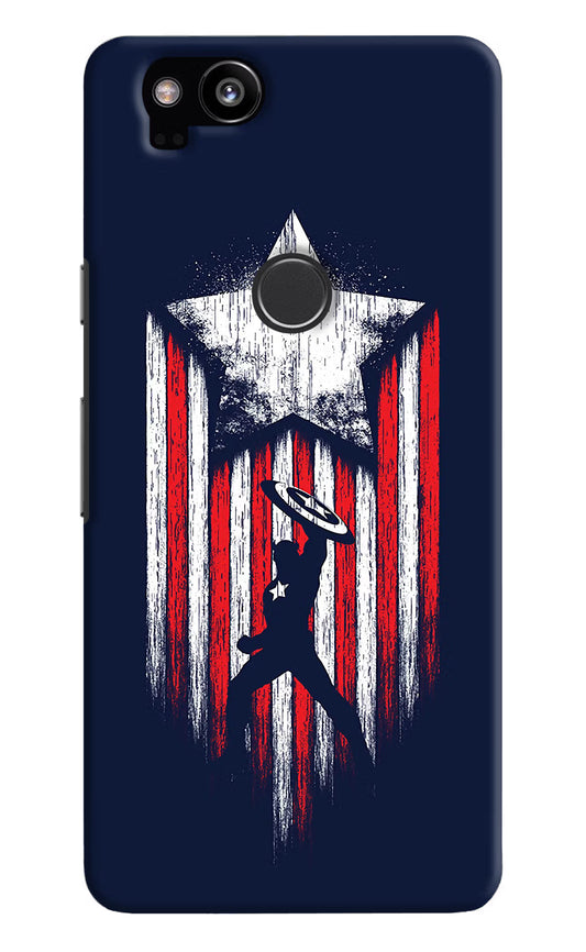 Captain America Marvel Art Google Pixel 2 Hard Case Back Cover by Casekaro