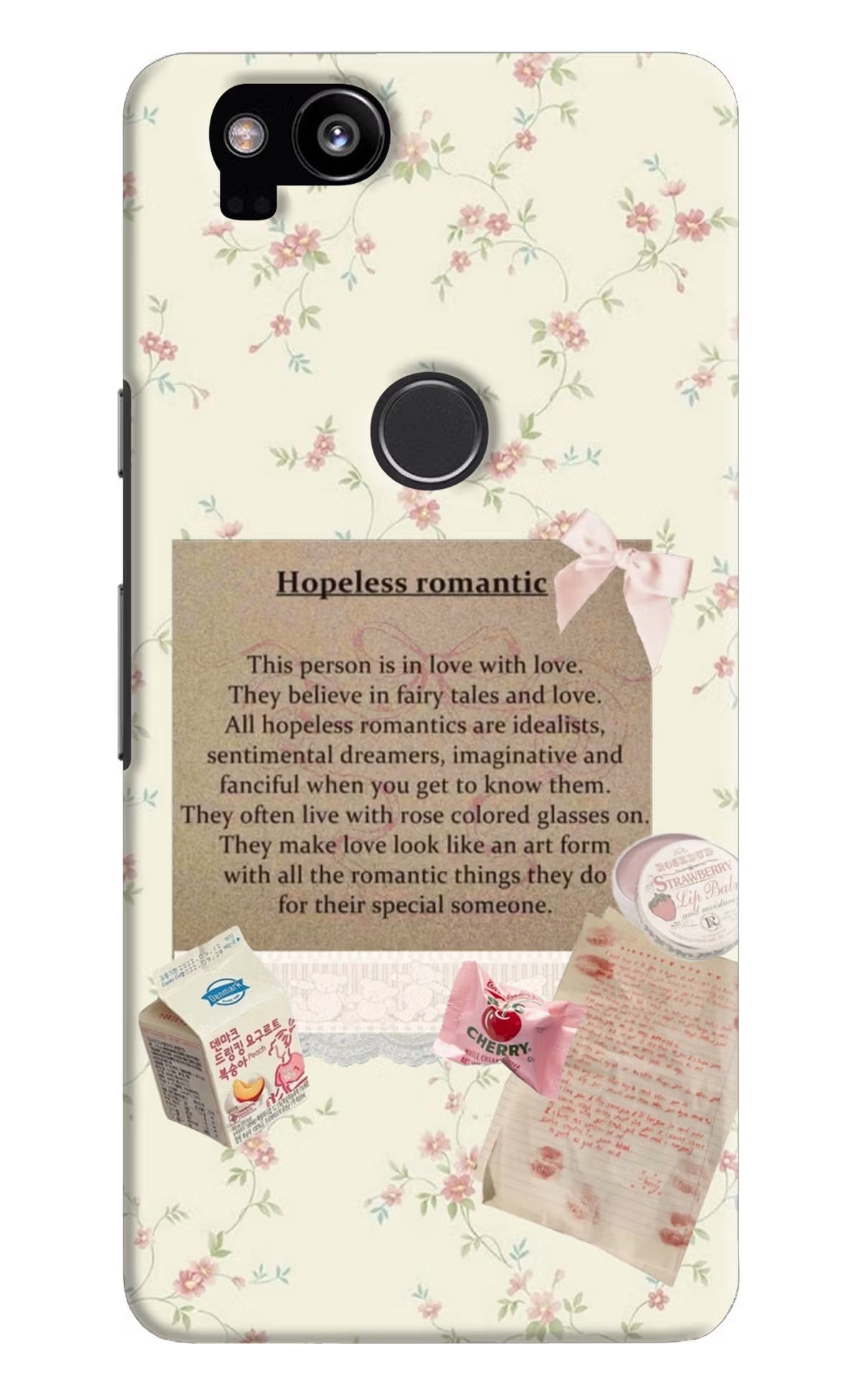 Hopeless Romantic Google Pixel 2 Hard Case Back Cover by Casekaro