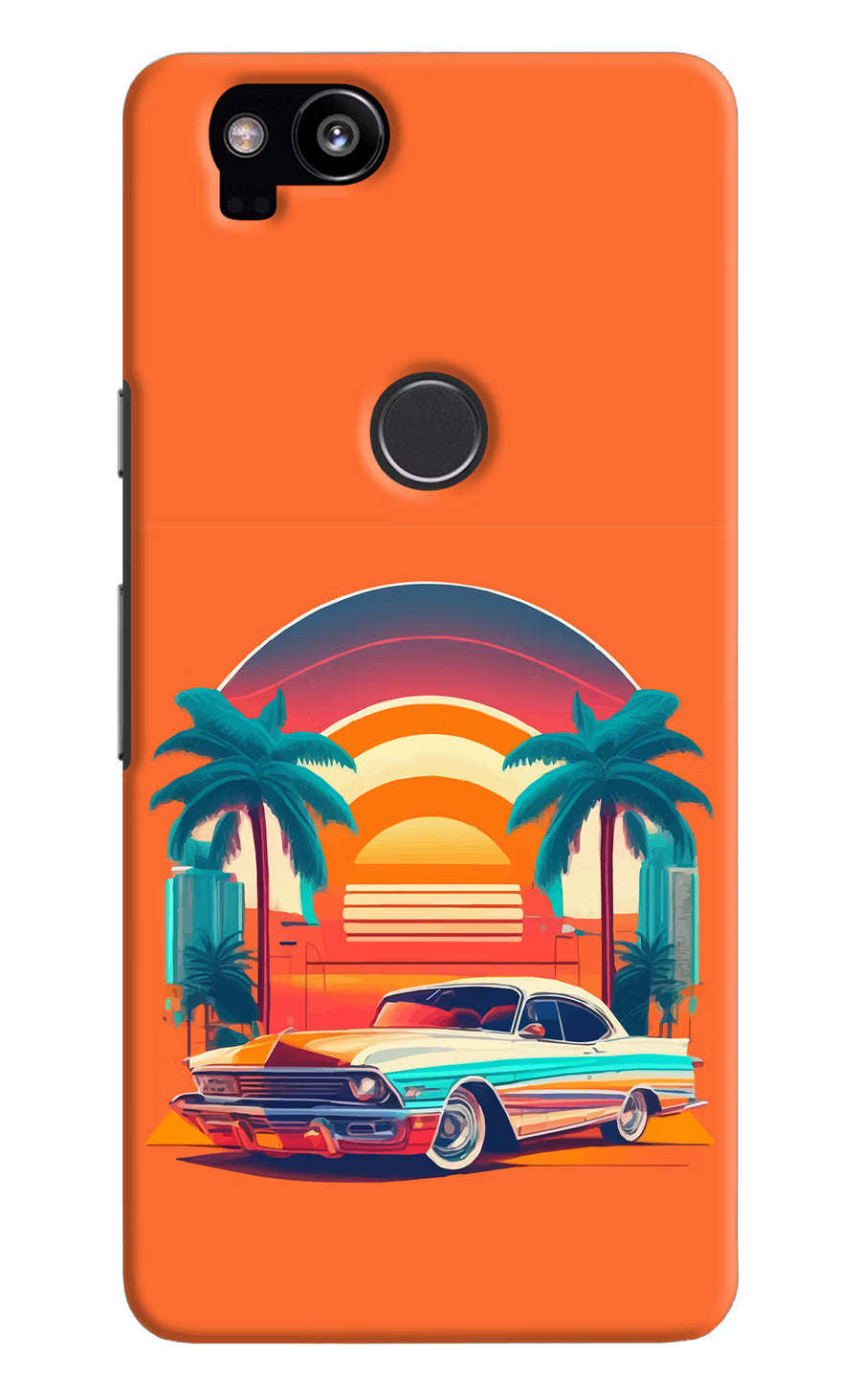 Palm Drive 80s Google Pixel 2 Back Cover, Hard case