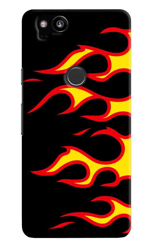 Side Sweep Flames Google Pixel 2 Hard Case Back Cover by Casekaro