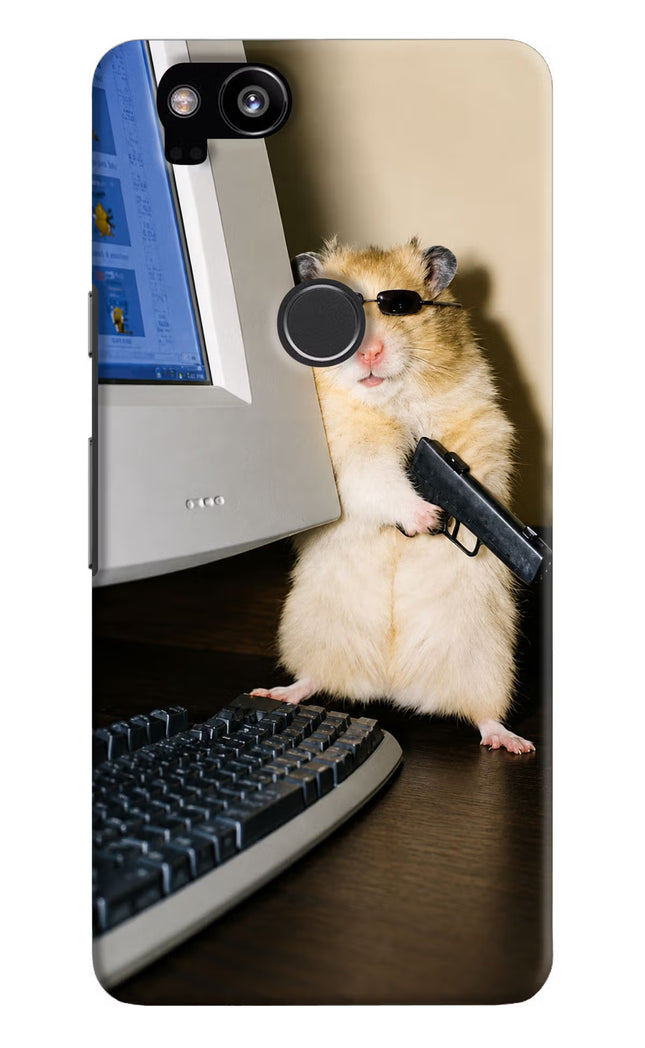 Hacker Hamster Google Pixel 2 Hard Case Back Cover by Casekaro