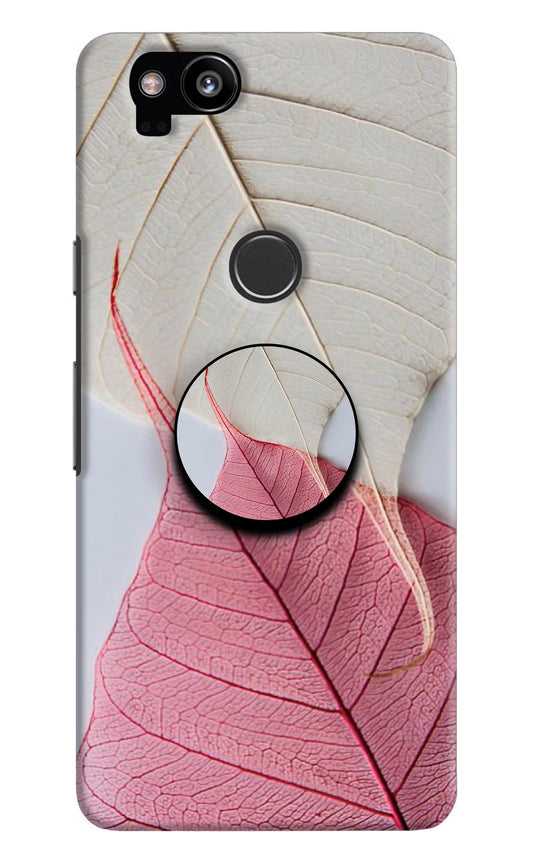 White Pink Leaf Google Pixel 2 Pop Case by Casekaro