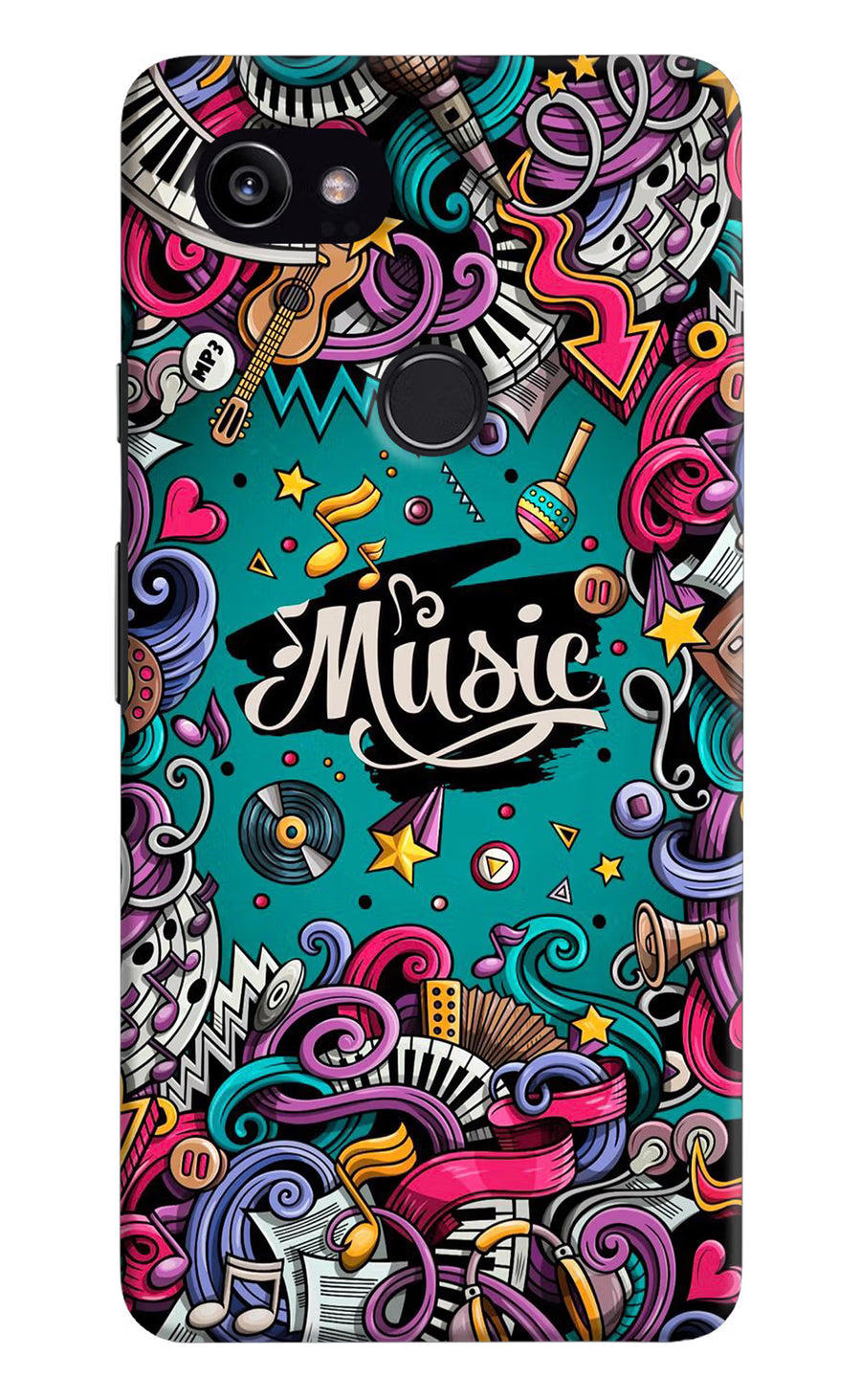 Music Graffiti Google Pixel 2 XL Back Cover, Hard case