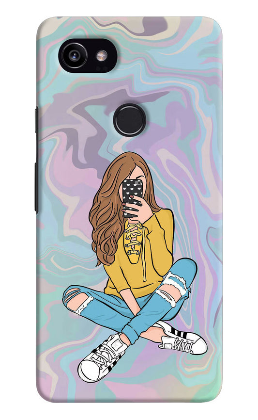 Selfie Girl Google Pixel 2 XL Hard Case Back Cover by Casekaro