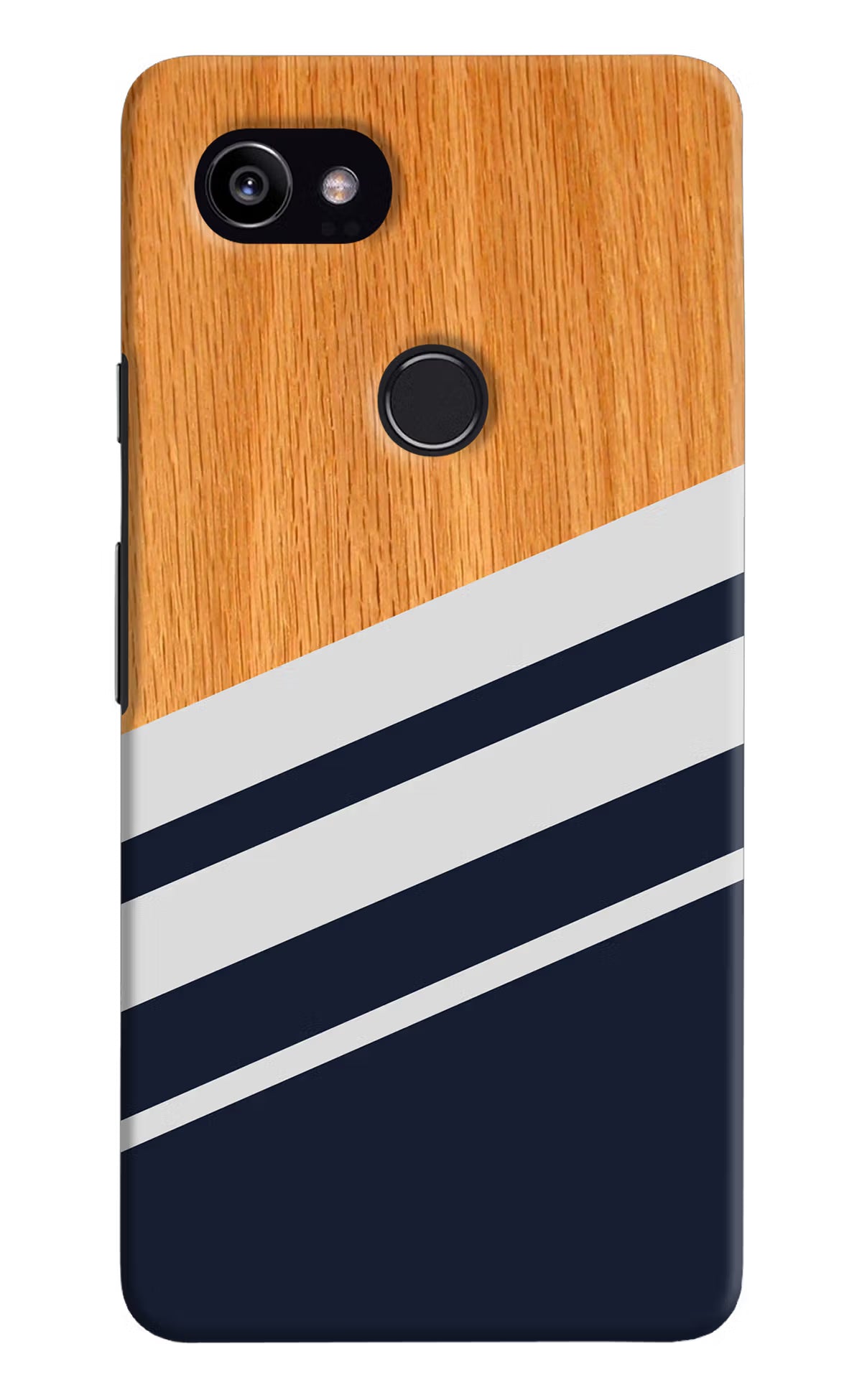 Blue and white wooden Google Pixel 2 XL Hard Case Back Cover by Casekaro
