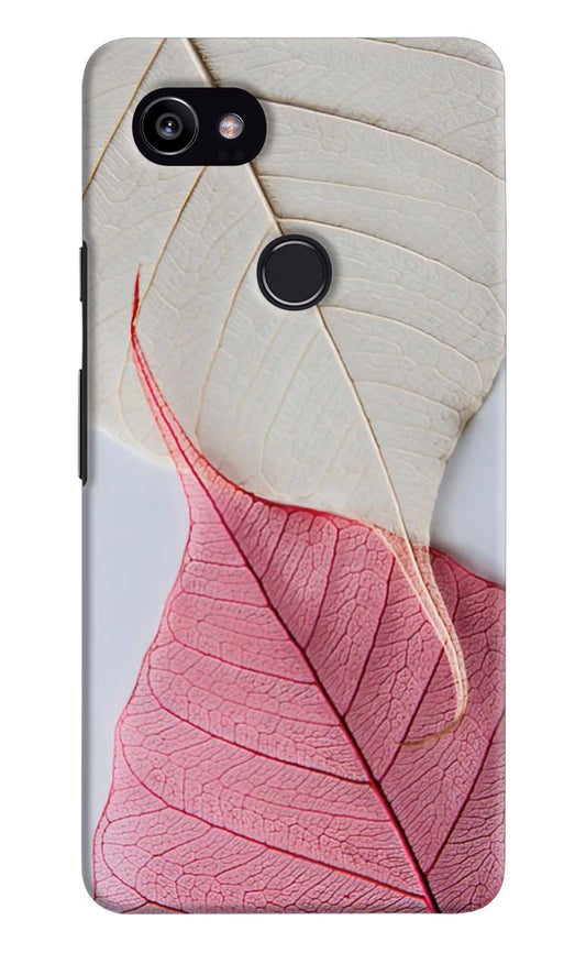 White Pink Leaf Google Pixel 2 XL Hard Case Back Cover by Casekaro